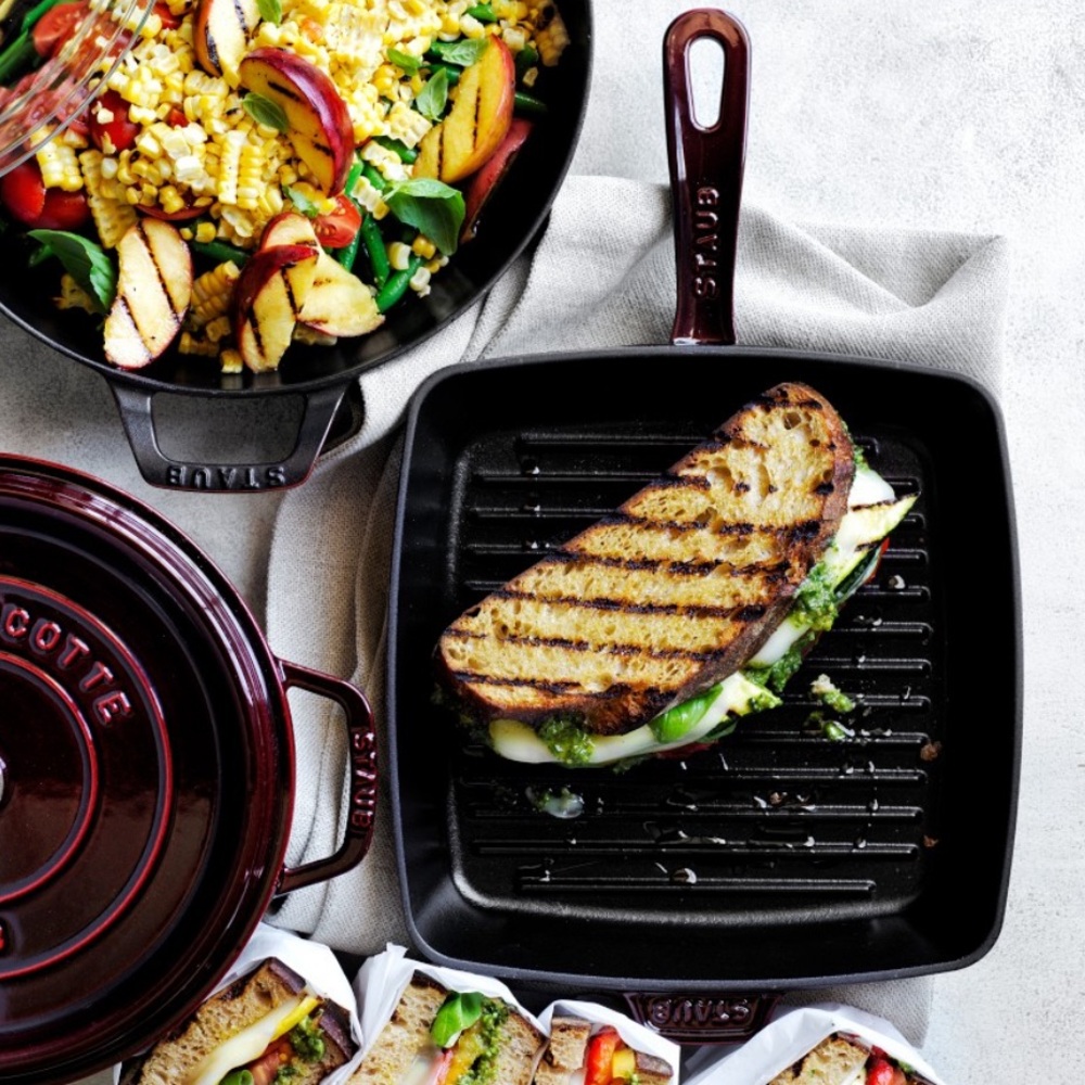 Staub Cast Iron Cookware Set - Deep Red and Black
